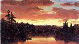 Famous George Paintings - Sunset on Lake George